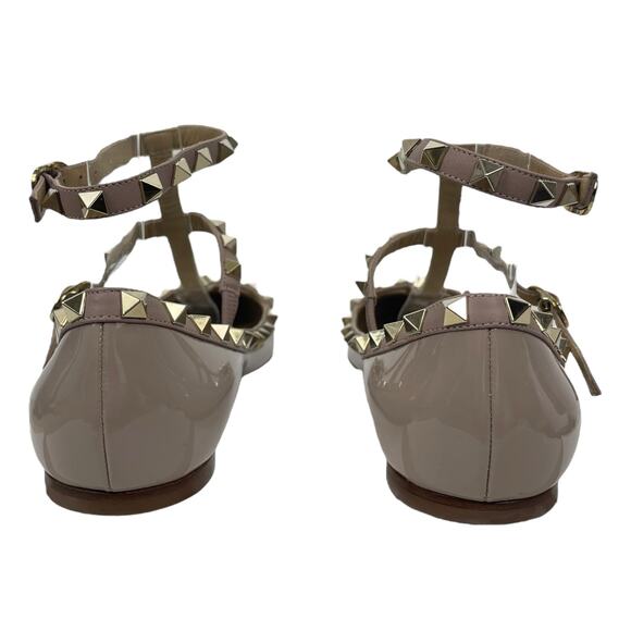 NEW Valentino Garavani Rockstud Caged Paten Leather Flats Pink Size 38.5 - Picture 9 of 15